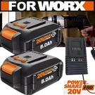 2PACK WA3678 For Worx 20V Power Share Pro 8.0AH Lithium-ion Battery /charger. Fixed Price $45.00.