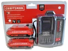 Craftsman V20 20V Max 2.0 Ah Lithium Ion 2-BATTERY And Charger Kit CMCB202-2CK. Fixed Price $59.99.