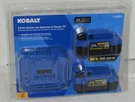 Kobalt 1102357 Lithium Ion 4.0 Ah Batteries And Charger Kit. Fixed Price $121.99.