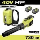 Ryobi Leaf Blower Kit RY404180 40V Hp Brushless Whisper Series 190 Mph 730 Cfm. Fixed Price $339.00.