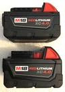 2 New Milwaukee 48-11-1840 M18 Volt Xc 4.0AH Red Lithium Ion Batteries. Fixed Price $103.49.