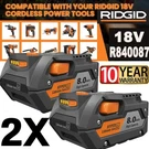 2 Pack For Ridgid R840088 8.0AH Lithium-ion Battery Rigid 18VOLT R840087. Fixed Price $44.99.
