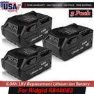 3-PACK 6.0AH Battery For Ridgid Lithium-ion Rigid Volt R840087 R840083. Fixed Price $117.99.