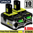2PACK For Ryobi 8.0AH P108 High Capacity Battery 18VOLT Lithium-ion One Plus. Fixed Price $33.80.
