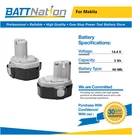 2X 14.4V 3AH Nimh Battery For Makita 1433 1434 1435F 192699-A 193158-3. Fixed Price $76.45.