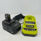 Ryobi One+ 18V 4.0AH Battery & Charger Kit, Neon Green/black. Fixed Price $49.99.