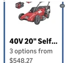 "new" Skil Pwr Core Brushless 40V 20" Self-propelled Mower. Fixed Price $490.00.