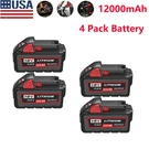 4PCS 12.0AH For Milwaukee M18 18V Lithium Battery 48-11-1852 48-11-1890. Fixed Price $93.93.