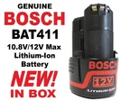 Genuine Original Bosch BAT411 10.8V-12V Volt Lithium Litheon Battery New Box!. Fixed Price $29.85.