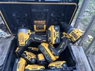 Dewalt 20V Xr Brushless Impact Driver & Drill Set W/ 8 Li-ion Batteries, Case. Fixed Price $300.00.