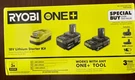 Ryobi One+ 18V Lithium-ion Starter Kit With 2.0 Ah & 4.0 Battery Charger. Fixed Price $75.00.
