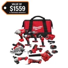 Milwaukee M18 18V Cordless 9-TOOL Combo Kit With 2 Batteries, Charger. Fixed Price $799.99.