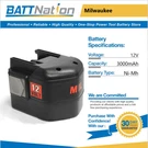 12V 3AH Nimh Battery For Milwaukee 48-11-1967 48-11-1900. Fixed Price $39.45.