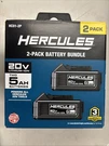 Hercules HC01-2P 20V Lithium-ion 5AH Battery 2-PACK, Black,. Fixed Price $92.99.