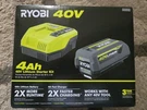 Ryobi 40V 4AH Lithium Starter Kit Battery And Charger. Fixed Price $175.00.