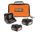 Ridgid 18V Lithium-ion (2) 4.0 Ah Battery Starter Kit With Charger And Bag. Fixed Price $109.99.