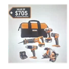 Ridgid Cordless 5-TOOL Combo Kit With (2) 4.0 Ah Batteries, Charger,tool Bag. Fixed Price $550.00.
