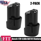 2X 4.8AH Lithium Battery For Bosch 12VOLT BAT411 BAT412 BAT414 Gsr Gdr Gsb Gwi. Fixed Price $59.98.