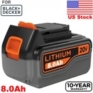 For Black+decker 8.0AH LB2X4020-OPE 20V Li-ion Battery LB2X3020-OPE LBXR20 LBX20. Fixed Price $19.59.