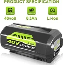 Enermall 6.0AH Replacement For Ryobi 40V Battery Lithium Compatible. Fixed Price $39.68.