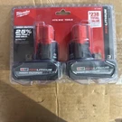 Milwaukee 48-11-2450S M12 XC5.0 High Output Ah Battery (2-PACK) Nip. Fixed Price $150.00.