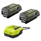 Ryobi 40V Lithium-ion (2) 4.0 Ah BATTERY/4A Fast Charger Starter Kit. Fixed Price $344.99.