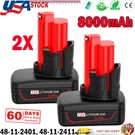 2PACK 8.0AH Battery For Milwaukee M12 Lithium Extended Capacity 48-11-2460. Fixed Price $25.64.