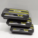 Lot Of (3) Not Working Ryobi 0P40204 40-VOLT Batteries. For Parts Repair #11. Fixed Price $19.00.
