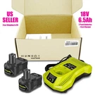 2 Pack 6.5AH High Capacity Battery Charger For Ryobi 18V Plus One+ PBP005 PBP004. Fixed Price $89.99.