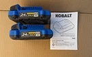 Two Kobalt Kb 224-03 24V Max Lithium Ion 2.0AH Battery. Fixed Price $48.89.