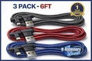3 Pack 6FT 90 Degree Angle Type Usb-a Fast Charger Cable Quick Charging Cord. Fixed Price $12.05.