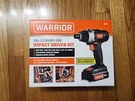 New Warrior 58523 18V 1.3AH Lithium-ion Battery Long Run Time Impact Drive Kit. Fixed Price $59.99.