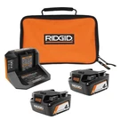 Ridgid 18V Lithium-ion (2) 4.0 Ah Battery Starter Kit With Charger And Bag. Fixed Price $99.95.
