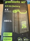 Greenworks 60V Ultra Power Battery 8.0 Ah. Fixed Price $232.00.