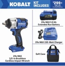 Kobalt 24V 1/2" Brushless Impact Wrench W/ Battery & Charger (kiw 4024A-03) New. Fixed Price $168.88.