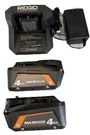 Ridgid 18V Two Ah Max Output Batteries With Charger Model AC8609340SB. Fixed Price $169.95.