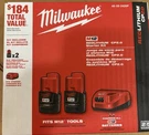Genuine Oem Milwaukee M12 48-59-2420P CP2.0 Batteries And Charger. Fixed Price $135.00.