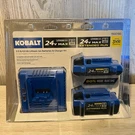 Kobalt 24V 2.0AH & 4.0AH Battery Kit With 45W Charger (new!!). Fixed Price $77.00.