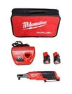 Milwaukee M12 Fuel 12-V Brushless Cordless 3/8 In. Ratchet Kit W/(2) Batteries. Fixed Price $241.79.
