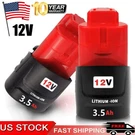 2PACK 12V M12B3 3.5 Ah Lithium-ion Battery 48-11-2430 For Milwaukee. Fixed Price $21.92.