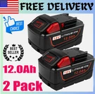 2PACK For Milwaukee M18 Lithium 12 Ah Extended Capacity Battery 48-11-1860. Fixed Price $57.89.