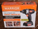 Warrior 18V Lithium-ion Impact Kit: Driver/battery/charger #58523. Fixed Price $56.30.