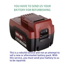 Rebuild Service For Alemite 343151 18V Li-ion Battery. Fixed Price $110.00.