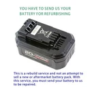 Rebuild Service For Alemite 343291 20V Rechargeable Battery 596 Series Greas. Fixed Price $110.00.