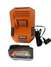 Ridgid 18V Ah Max Output Starter Kit With Rapid Charger Model AC9840. Fixed Price $119.99.