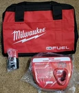 Milwaukee M12 CP2.0 2.0AH Battery (48-11-2420) Charger Charging Kit W/ Fuel Bag. Fixed Price $54.98.