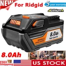 For Ridgid 18 Volt Lithium 8000MAH High Capacity Battery R840087 R840085 R840089. Fixed Price $26.49.