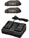 Genuine (2) Oem Worx 20V Lithium Batteries WA3525 & Dual Charger - New. Fixed Price $74.99.