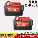 2X 9.0AH Extended Capacity Battery For Milwaukee M18 Lithium 48-11-1890 New. Fixed Price $50.78.