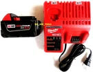 (1) Genuine M18 Milwaukee 48-11-1828 3.0 Battery, Charger Volt 48-59-1812. Fixed Price $92.97.